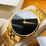 Buy Shop Movado Museum Black Dial Gold Steel Strap Watch For Men - 606997 USA Online