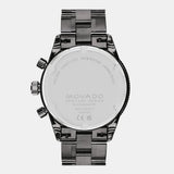 Movado Heritage Calendoplan Chronograph Black Dial Black Steel Strap Watch For Men - 3650125