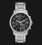 Armani Exchange Banks Chronograph Black Dial Silver Steel Strap Watch For Men - AX1720