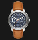 Buy Shop Michael Kors Ryker Chronograph Analog Blue Dial Brown Leather Strap Watch For Men - MK8518 USA Online