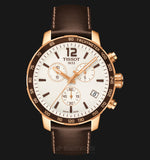 Buy Shop Tissot Quickster Chronograph White Dial Brown Leather Strap Watch For Men - T095.417.36.037.02 USA Online