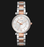 Buy Shop Fossil Carlie Silver Dial Two Tone Steel Strap Watch for Women - ES4342 USA Online