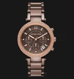 Buy Shop Michael Kors Parker Analog Quartz Brown Dial Brown Steel Strap Watch For Women - MK6378 USA Online