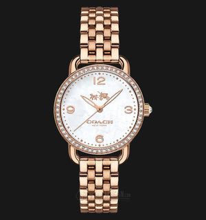 Buy Shop Coach Delancey Mother of Pearl White Dial Rose Gold Steel Strap Watch for Women - 14502479 USA Online