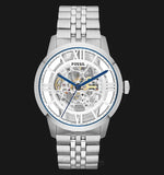 Buy Shop Fossil Townsman Automatic Skeleton Silver Dial Silver Steel Strap Watch for Men - ME3044 USA Online