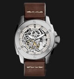 Buy Shop Fossil Modern Machine Automatic Skeleton White Dial Brown Leather Strap Watch for Women - ME3083 USA Online