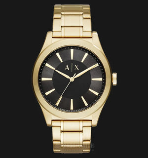 Buy Shop Armani Exchange Nico Analog Black Dial Gold Steel Strap Watch For Men - AX2328 USA Online