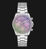 Guess Sol Chronograph Crystals Multicolor Dial Silver Steel Strap Watch For Women - GW0483L1