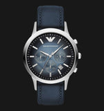Buy Shop Emporio Armani Classic Chronograph Blue Dial Blue Leather Strap Watch For Men - AR2473 USA Online