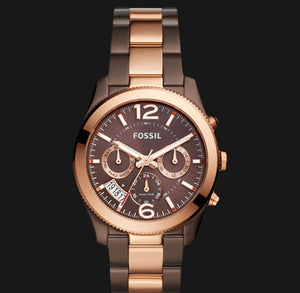Buy Shop Fossil Perfect Boyfriend Multifunction Brown Dial Two Tone Steel Strap Watch for Women - ES4284 USA Online