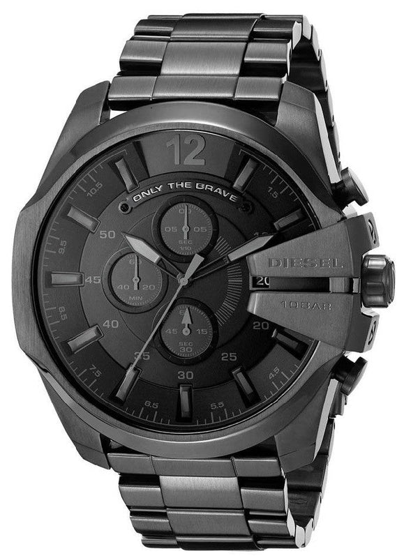 Buy Shop Diesel Mega Chief Chronograph Black Dial Black Steel Strap Watch For Men - DZ4355 USA Online