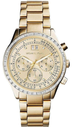 Buy Shop Michael Kors Brinkley Diamonds Gold Dial Gold Steel Strap Watch for Women - MK6187 USA Online