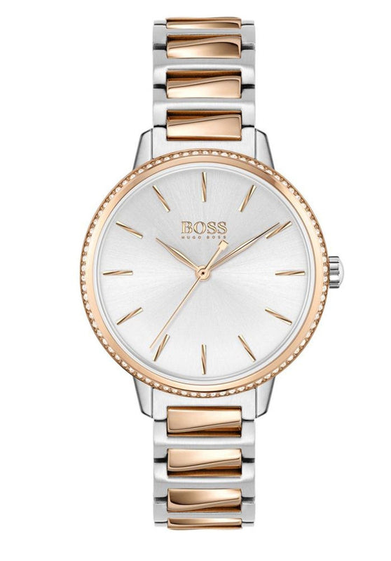 Buy Shop Hugo Boss Signature Silver Dial Two Tone Steel Strap Watch for Women - 1502567 USA Online