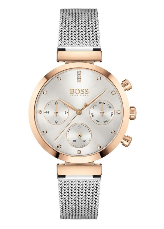 Buy Shop Hugo Boss Flawless Silver Dial Silver Mesh Bracelet Watch for Women -1502551 USA Online