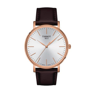Buy Shop Tissot Everytime Gent Silver Dial Brown Leather Strap Watch for Men - T143.410.36.011.00 USA Online