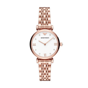 Buy Shop Emporio Armani Gianni T-Bar Quartz White Dial Rose Gold Steel Strap Watch For Women - AR11267 USA Online