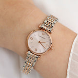 Buy Shop Emporio Armani Gianni T Bar Pink Dial Two Tone Steel Strap Watch For Women - AR11223 USA Online