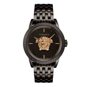 Buy Shop Versace Palazzo Empire Quartz Black Dial Black Steel Strap Watch For Men - VEDB00518 USA Online