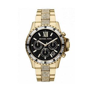 Buy Shop Michael Kors Everest Chronograph Black Dial Gold Steel Strap Watch For Women - MK5828 USA Online