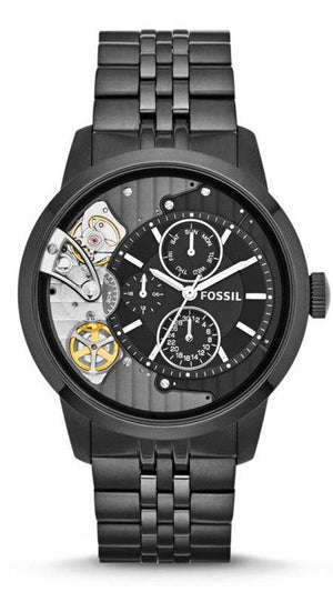 Buy Shop Fossil Townsman Mechanical Black Dial Black Steel Strap Watch for Men - ME1136 USA Online