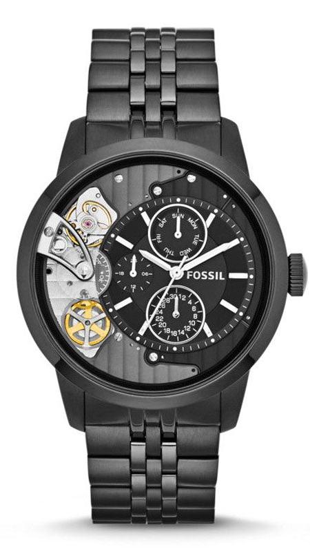 Buy Shop Fossil Townsman Mechanical Black Dial Black Steel Strap Watch for Men - ME1136 USA Online