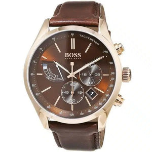 Buy Shop Hugo Boss Grand Prix Brown Dial Brown Leather Strap Watch for Men - 1513605 USA Online