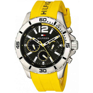 Buy Shop Tommy Hilfiger Sports Multifunction Black Dial Yellow Rubber Strap Watch for Men - 1791144 USA Online