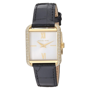 Buy Shop Michael Kors Lake Quartz White Dial Black Leather Strap Watch For Women - MK2762 USA Online