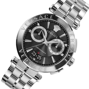 Buy Shop Versace Aion Chronograph Black Dial Silver Steel Strap Watch for Men - VBR080017 USA Online
