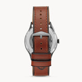 Buy Shop Fossil Forrester Luggage Automatic Skeleton Blue Dial Brown Leather Strap Watch for Men - ME3179 USA Online
