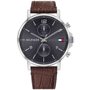 Buy Shop Tommy Hilfiger Daniel Grey Dial Brown Leather Strap Watch for Men - 1710416 USA Online