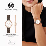 Buy Shop Michael Kors Pyper Quartz Silver Dial Brown Leather Strap Watch for Women - MK1036 USA Online