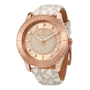 Buy Shop Michael Kors Runway Quartz Rose Gold Dial White Leather Strap Watch For Women - MK6980 USA Online