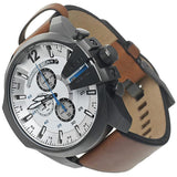 Buy Shop Diesel Mega Chief Chronograph White Dial Brown Leather Strap Watch For Men - DZ4280 USA Online