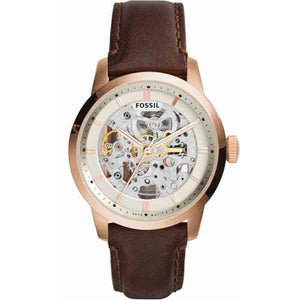 Buy Shop Fossil Townsman Automatic Skeleton White Dial Brown Leather Strap Watch for Men - ME3078 USA Online