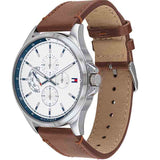 Buy Shop Tommy Hilfiger Multi Function Quartz White Dial Brown Leather Strap Watch for Men - 1791614 USA Online
