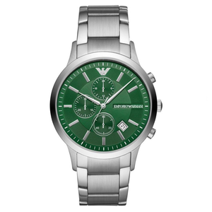 Buy Shop Emporio Armani Renato Chronograph Green Dial Silver Steel Strap Watch For Men - AR11507 USA Online