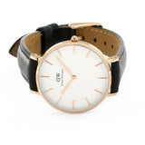 Buy Shop Daniel Wellington Petite Sheffield White Dial Black Leather Strap Watch For Women - DW00100174 USA Online