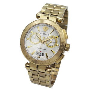 Buy Shop Versace V Racer Chronograph White Dial Gold Steel Strap Watch for Men - VBR060017 USA Online