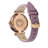 Emporio Armani Gianni Mother of Pearl Dial Purple Leather Strap Watch For Women - AR11003