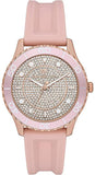 Buy Shop Michael Kors Runway Three Hand Crystal Pave Dial Pink Rubber Strap Watch For Women - MK6854 USA Online