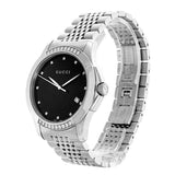 Buy Shop Gucci G Timeless Diamonds Black Dial Silver Steel Strap Watch For Women - YA126408 USA Online