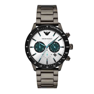 Buy Shop Emporio Armani Mario Chronograph White Dial Black Steel Strap Watch For Men - AR11471 USA Online