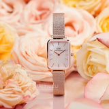 Buy Shop Daniel Wellington Quadro Pressed Melrose Pink Dial Pink Mesh Bracelet Watch For Women - DW00100510 USA Online