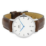Buy Shop Daniel Wellington Dapper Bristol White Dial Brown Leather Strap Watch For Women - DW00100098 USA Online