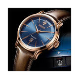 Buy Shop Maserati Epoca Blue Dial Brown Leather Strap Watch For Men - R8851118001 USA Online