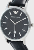 Buy Shop Emporio Armani Renato Black Dial Leather Strap Watch For Men - AR2411 USA Online