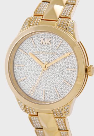 Buy Shop Michael Kors Runway Mercer Crystals Silver Dial Gold Steel Strap Watch For Women - MK6715 USA Online