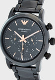 Buy Shop Emporio Armani Luigi Ceramic Chronograph Black Dial Black Strap Watch For Men - AR1509 USA Online