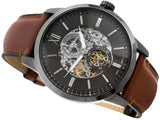 Buy Shop Fossil Townsman Automatic Skeleton Black Dial Brown Leather Strap Watch for Men - ME3181 USA Online